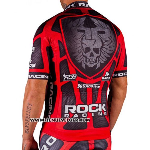 2016 Maillot Ciclismo Rock Racing Rouge et Marron Manches Courtes et Cuissard